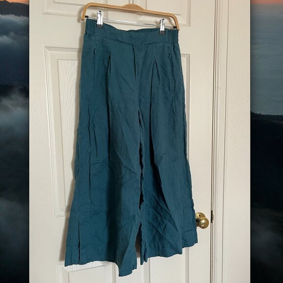 Athleta Playa Wide Leg Linen Pants - Teal - Picture 5 of 7